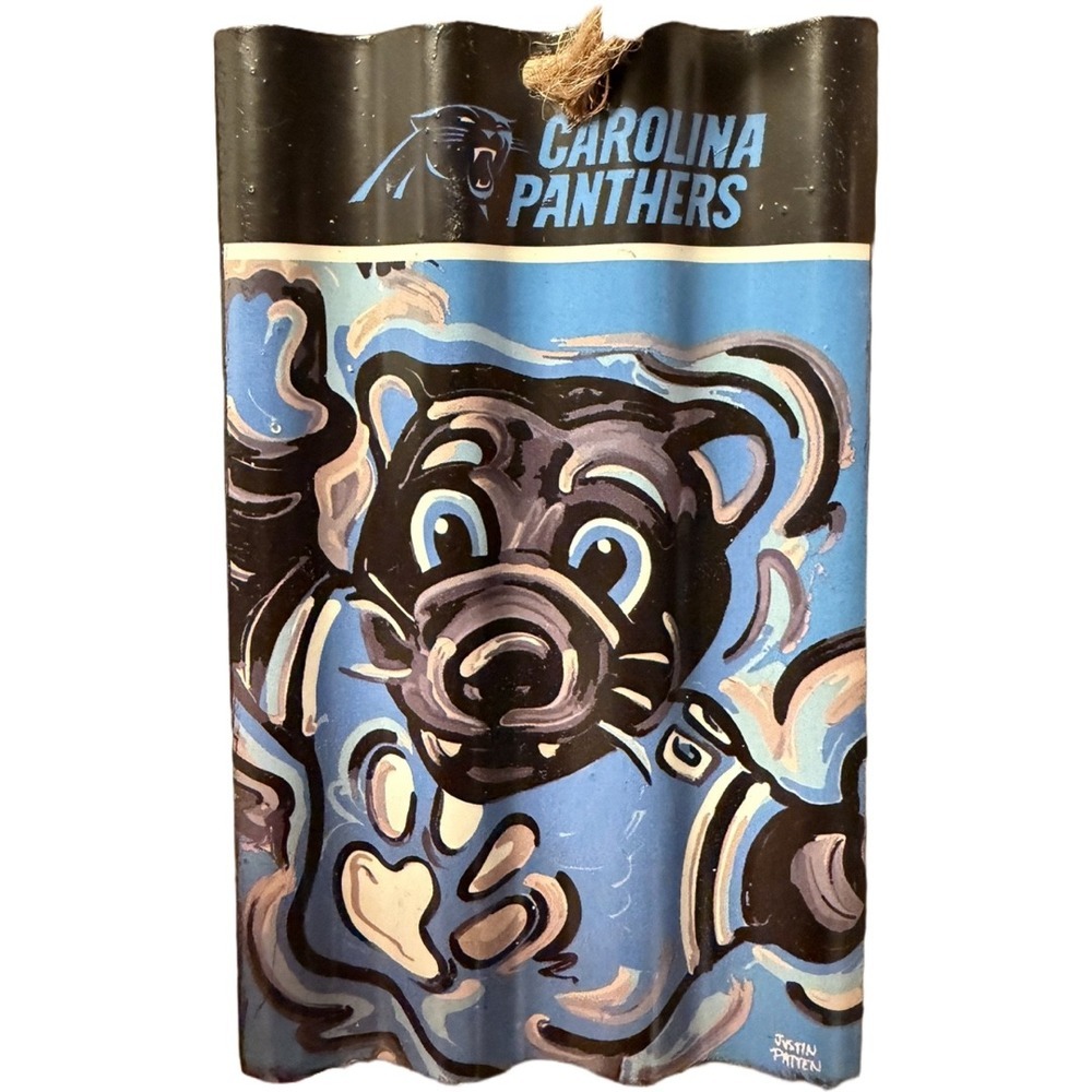 Carolina Panthers Christmas Ornament NFL Fan Decor Hand Painted Metal Holiday